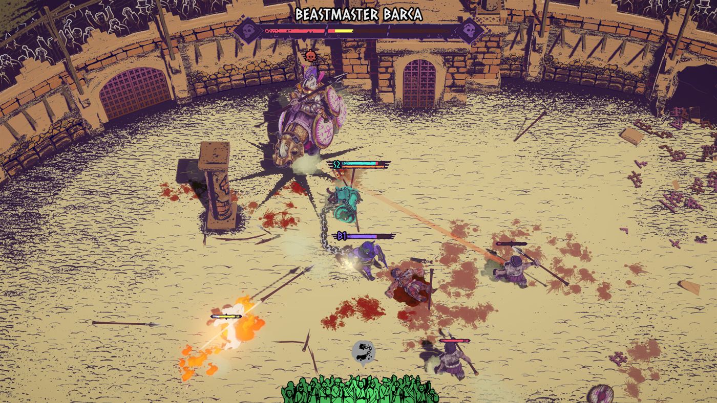 Beastmaster Barka riding a rhino in the Carthage arena boss fight.